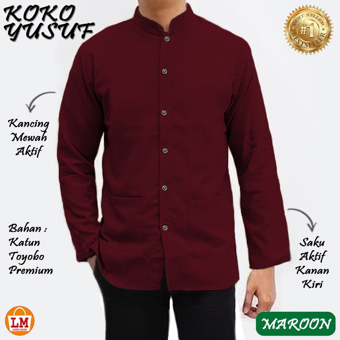 TERMURAH TERLARIS Baju Muslim Pria KOKO YUSUF KATUN Lengan Panjang TERBARU LMS 25749-25755