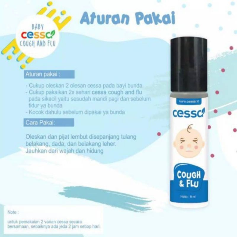 CESSA BABY (0-3th) / KIDS (2-8th) - Essential Oil Roll On untuk Bayi &amp; Anak | Lenire / Fever Drop / Cough Flu / Immune Booster / Bugs Away 8ml