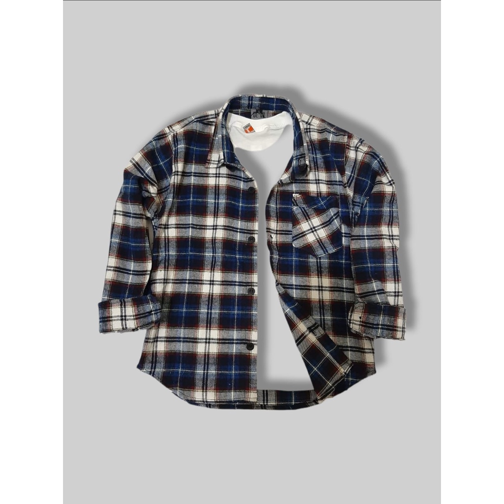 Kemeja Flanel Anak Laki Laki Usia 3-10 Tahun Ori Lengan Panjang Kotak Kotak Flanel Original Distro