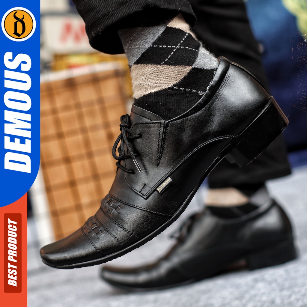 DEMOUS SUMAK - Sepatu Formal Pantofel Kerja Pria Hitam Kulit Asli