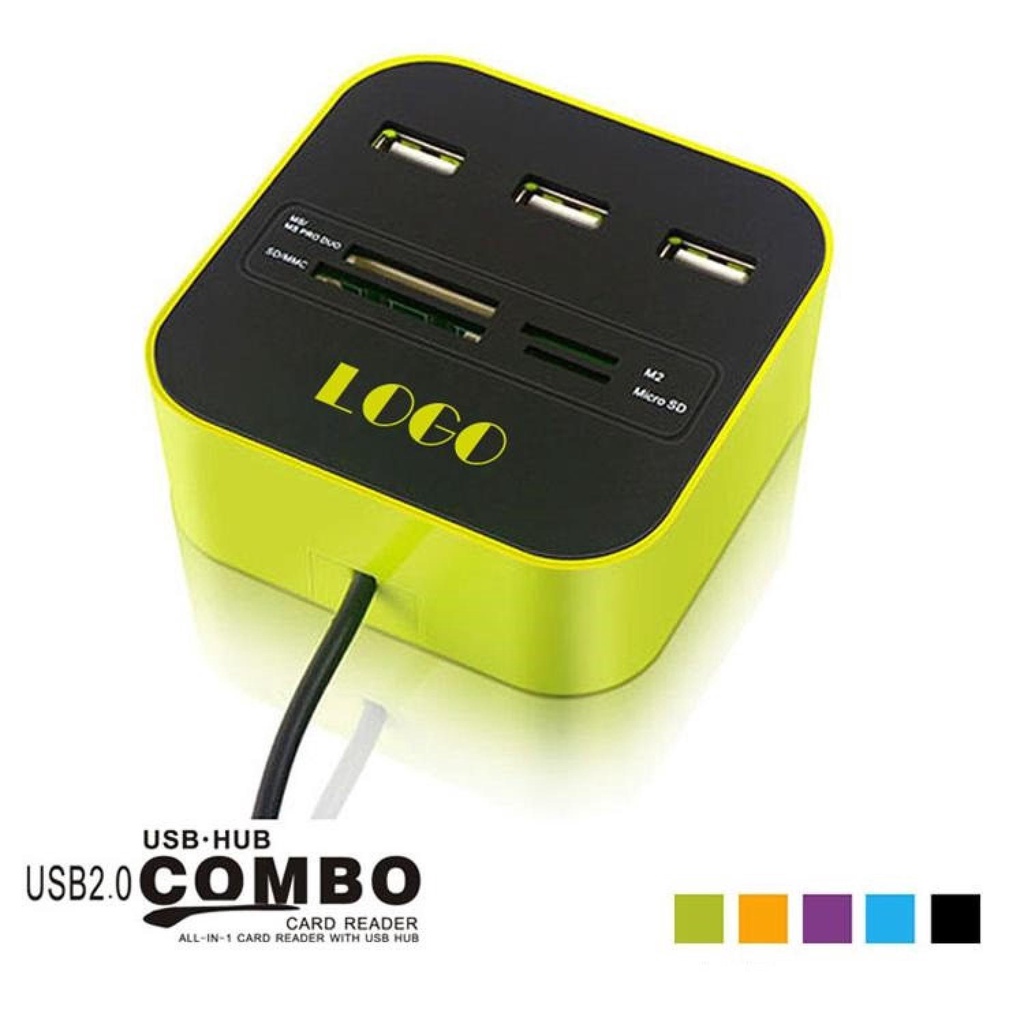 (100% BARANG ORI) Combo Multi Card Reader + 3 USB HUB 2.0 Splitter