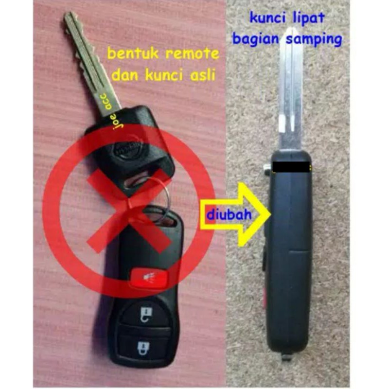 Casing kunci filp key 3 tombol Nissan grand livina xtrail BONUS LOGO