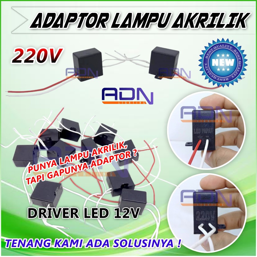 ADAPTOR LED Untuk Akrilik Alamat Rumah DRIVER LED 220V to 12 V 500MA AdnOfficial