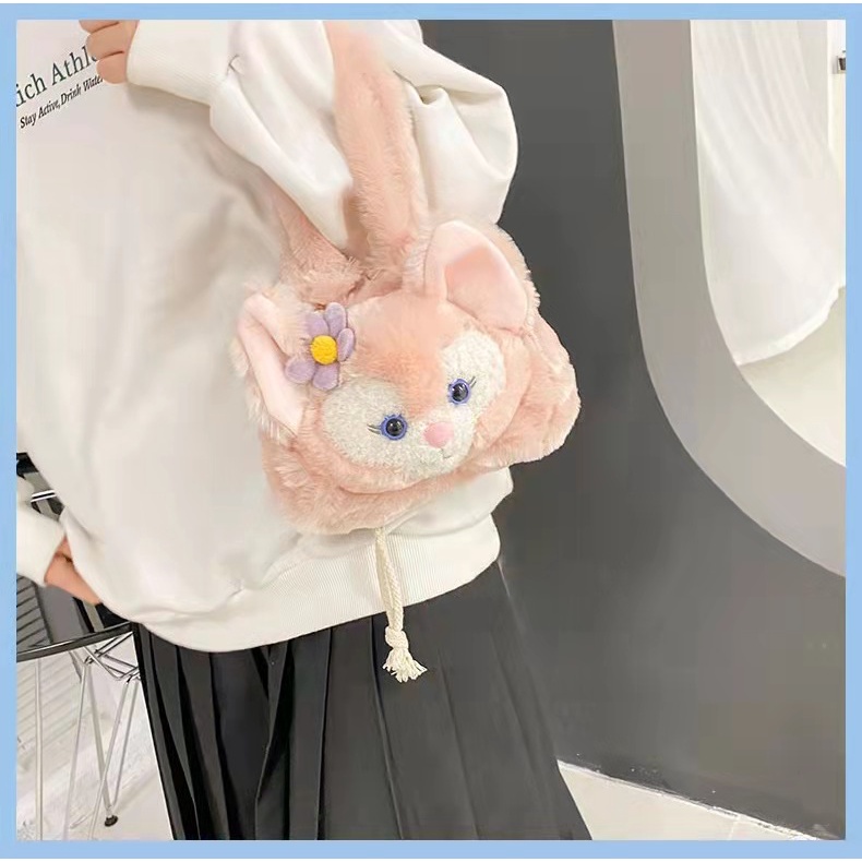 （COD)Tas tangan tote handle bag  Fashion Motif Kartun Karakter Hewan warna pink kelinci Anak &amp; Dewasa