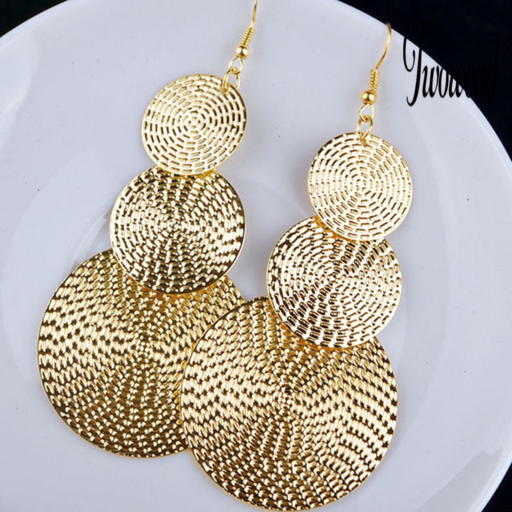 Anting Hook Panjang Multilayer Bentuk Bulat Untuk Wanita