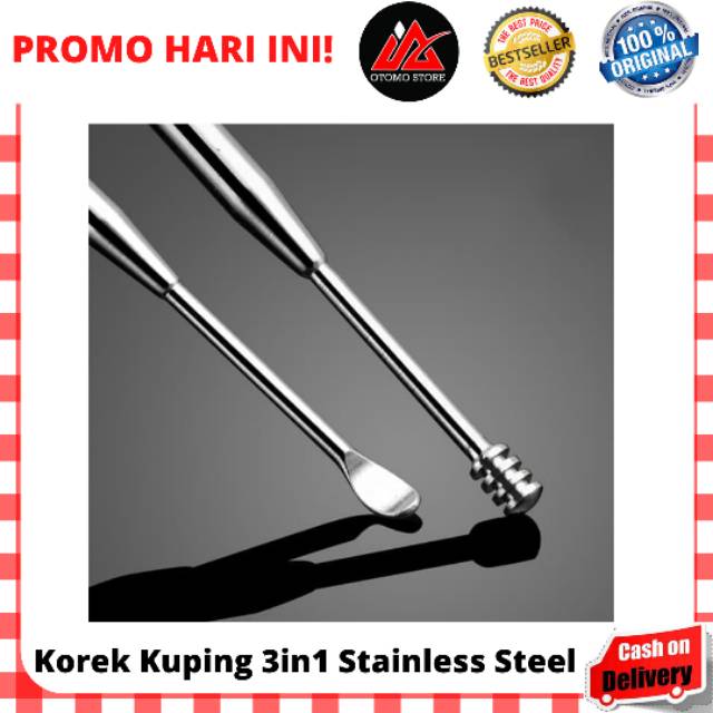 KOREK KUPING 3IN1 Stainless Steel Alat Pembersih Telinga Korek Kuping Stainless Steel Paket 3in1