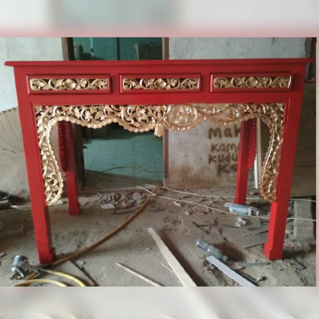 Meja Altar Ukiran Kayu Jati Meja Konsul Laci 3 Jujur Barokah Furniture Jepara