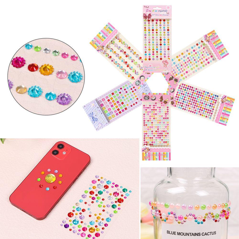 Populer Kristal Berlian Berlian Berlian Imitasi 3D Mainan Anak Handphone/PC Art Self Adhesive Scrapbooking Stickers