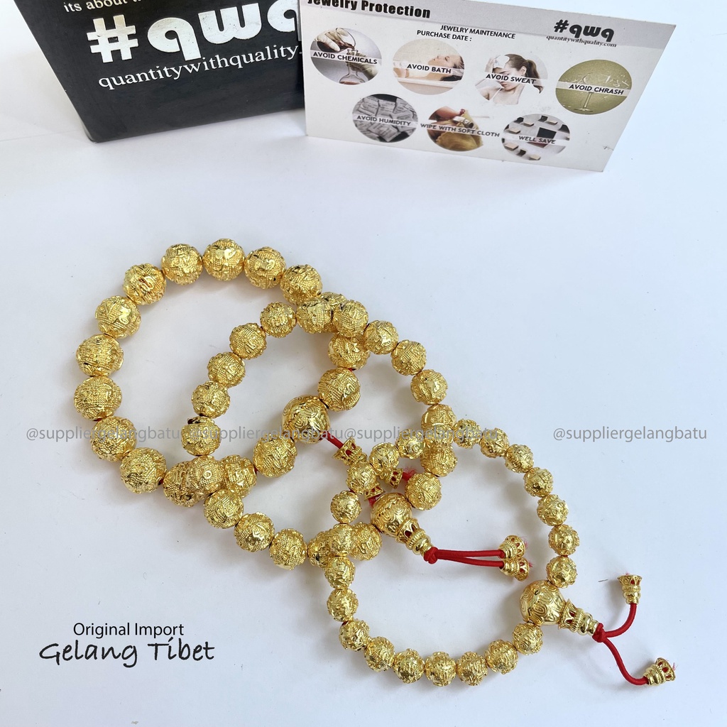 Gelang Tibet Import Original Guci Gold Silver Gelang Keberuntungan China Anti Karat Tali Merah