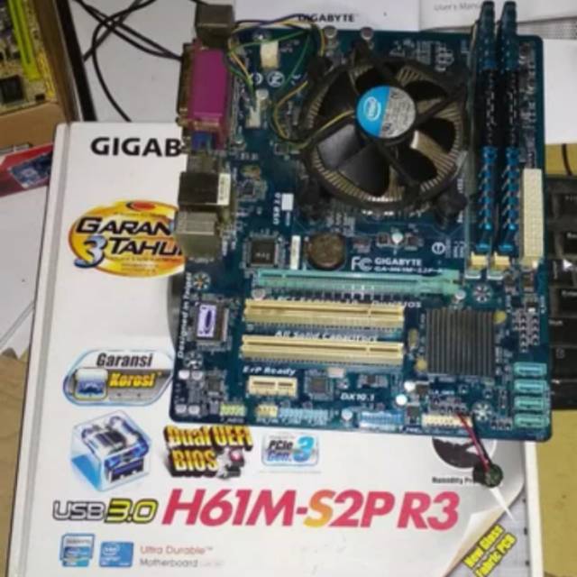 Mobo Gigabyte H61 USB3 H61M-S2P-R3 Soket 1155 Ivybridge Sandy OK