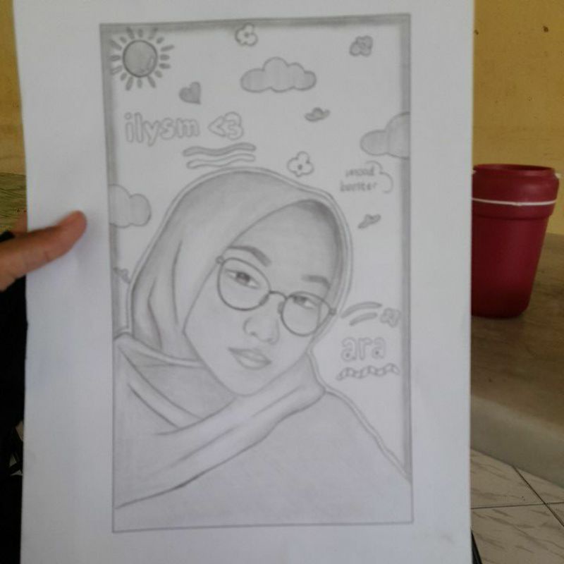LUKISAN TANGAN ASLI | LUKISAN PENSIL | LUKISAN KERTAS A4 | LUKISAN WAJAH