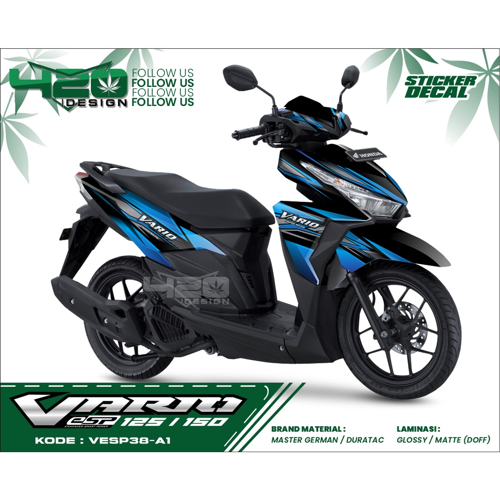 Sticker Honda Vario ESP  125/150 Warna Biru dan Merah - Custom Stiker Dekal Honda Vario 125/150 ESP 