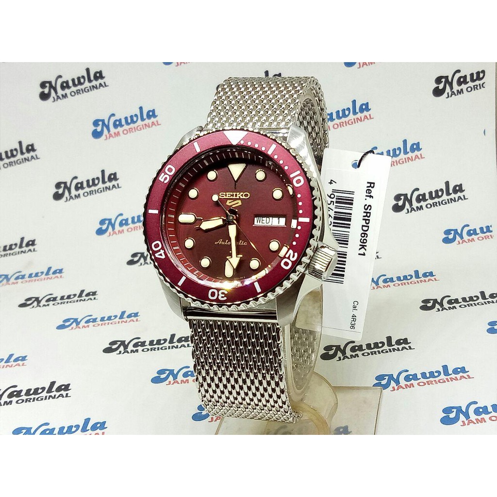 Seiko 5 Sports SRPD69K1 Automatic Maroon Dial - Jam Tangan Pria SRPD69