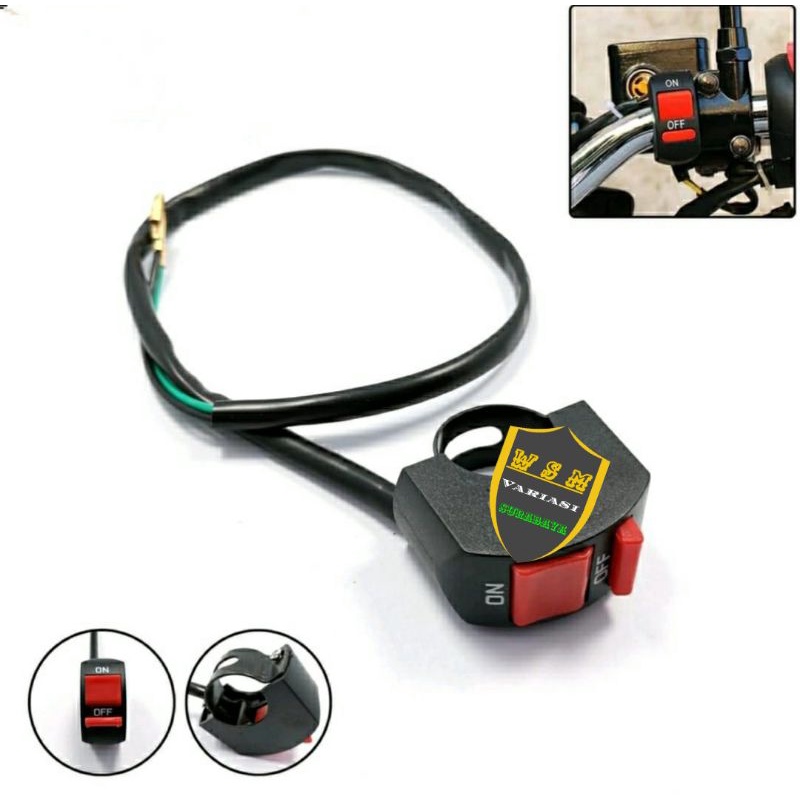 SAKLAR LAMPU MOTOR ON OFF SWITCH UNIVERSAL SAKLAR STANG MOTOR 2 TOMBOL-1