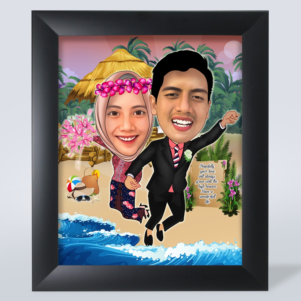 Foto Karikatur Free Cetak Dan Bingkai A4 Kado Wisuda Pre Wedding