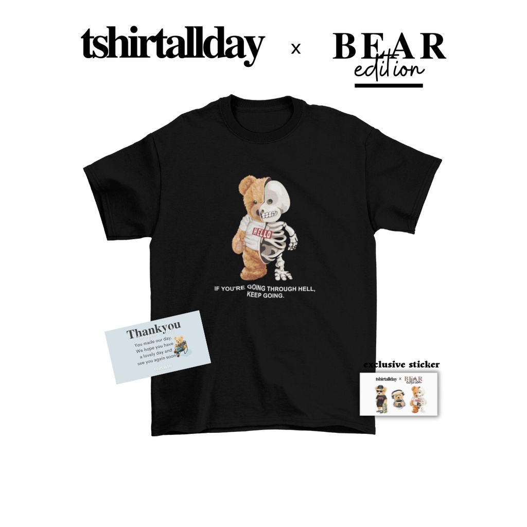 Tshitrallday Kaos Premium Unisex Pria &amp; Wanita bisa Oversize 100% Cotton Combed BEAR STYCL