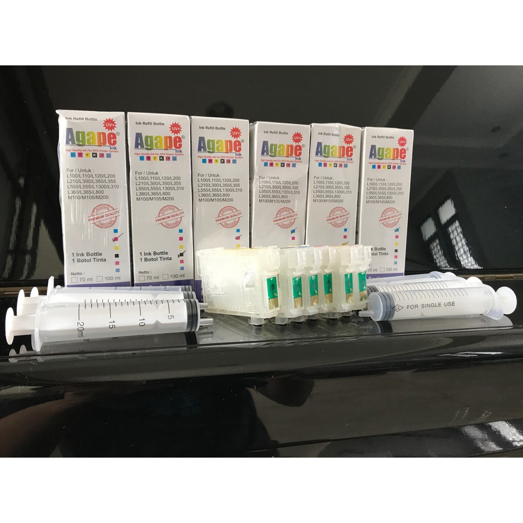 

EPSON REFILL CARTRIDGES T60 ATAU R1390 LENGKAP 600ML TINTA DAN SUNTIKAN 6 BH