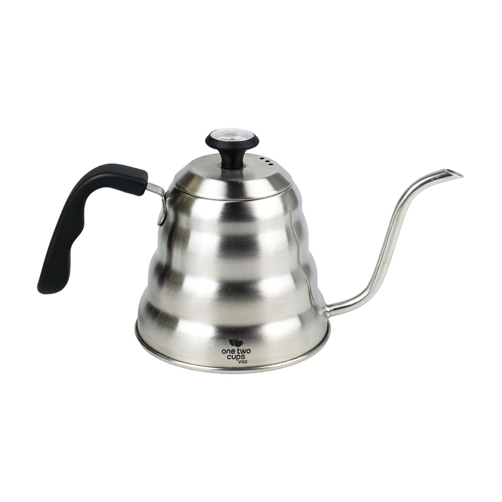 Coffee Maker Pot V60 Drip Kettle Teko Barista 1200ML with Thermometer - 7RHX2MSV Silver