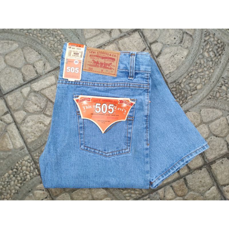 Celana Panjang Jeans Pria Standar Levis 505 Original / Celana Panjang Pria Standar