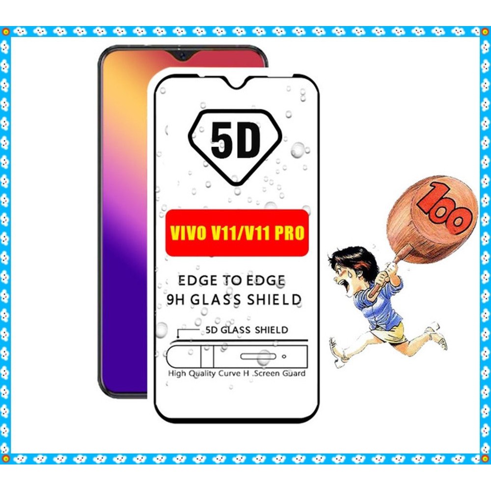 Tempered Glass Vivo V11 Pro Full Lem Full Cover Screenguard Antigores Kaca 5D/ 5 Dimensi