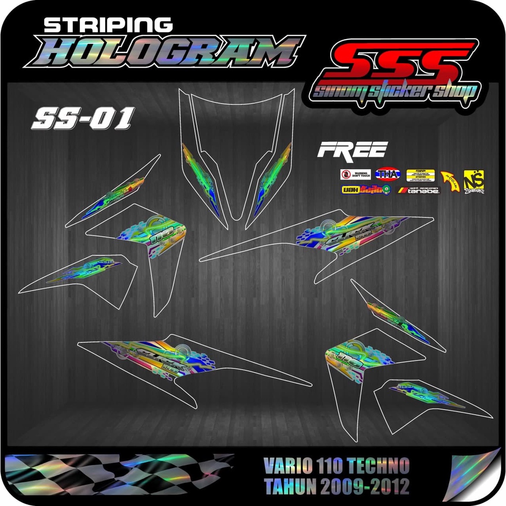 Striping Tranparan Hologram Vario 110 Techno SS-01