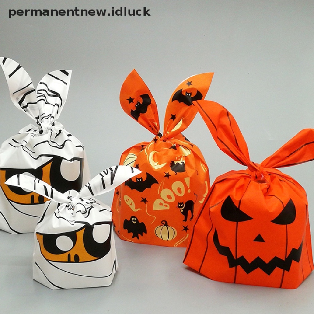 50 Pcs Tas Permen / Snack / Biskuit Motif Labu / Kelelawar Untuk Pesta Halloween