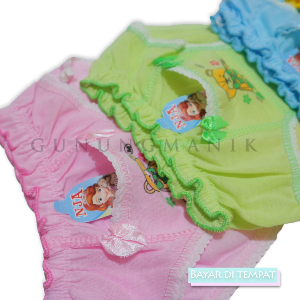 celana dalam anak perempuan isi 6 pcs motif kartun bahan katun lembut menyerap keringat termurah