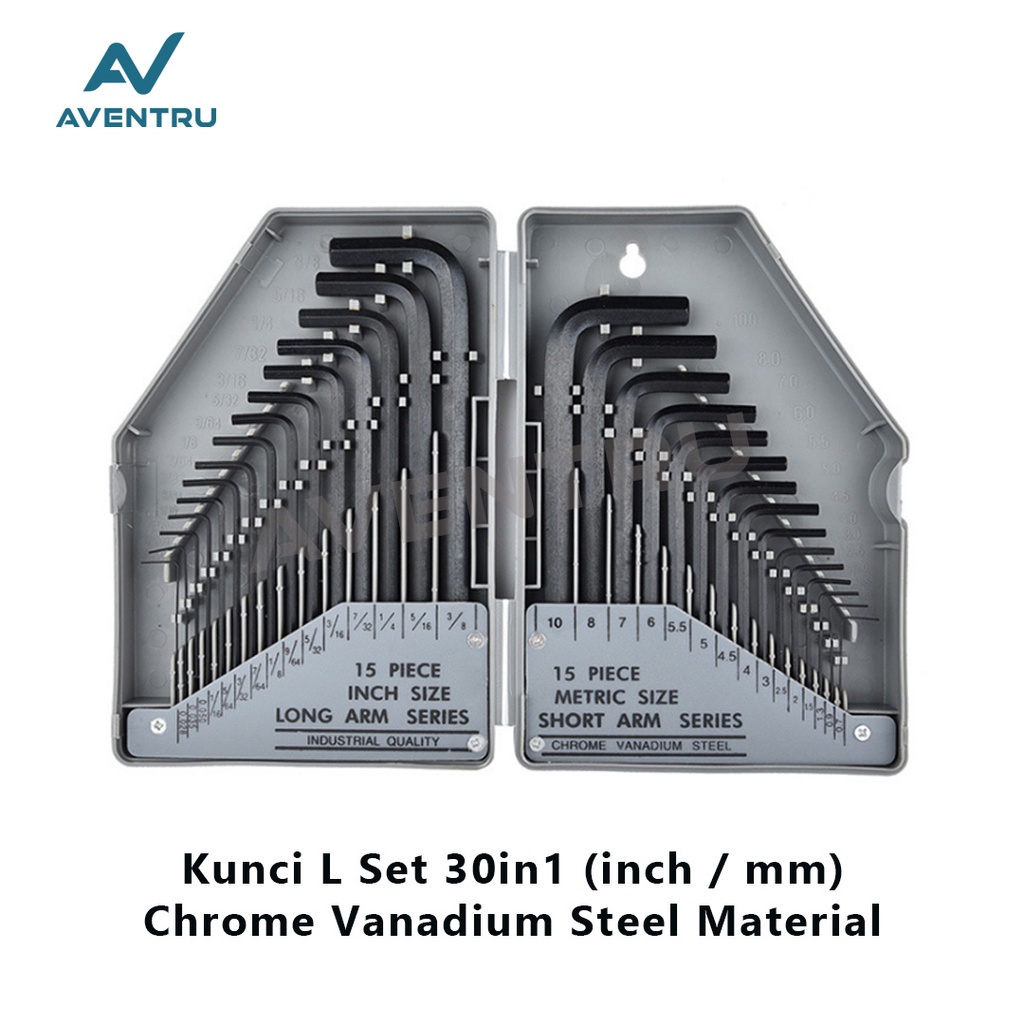 Kunci L Set 30 in 1 L Wrench Set 30in1 inch mm