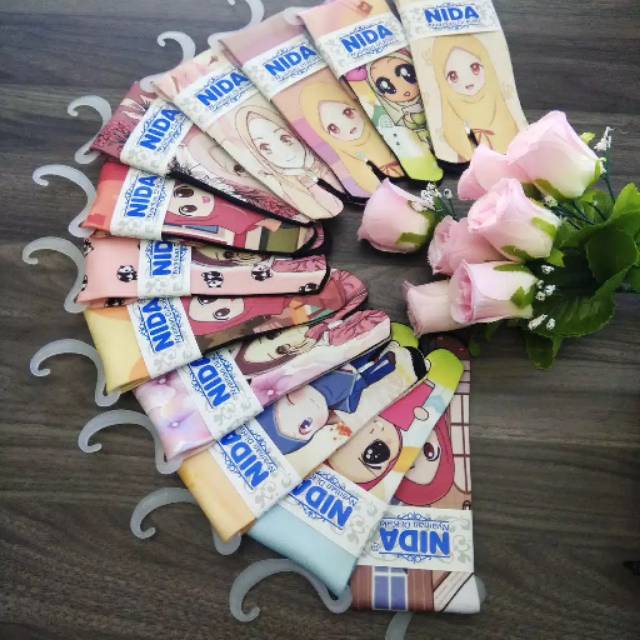 Kaos Kaki Printing untuk Anak / Kaos Kaki Jempol Tapak Hitam Motif Gambar Kartun Muslimah merk Nida