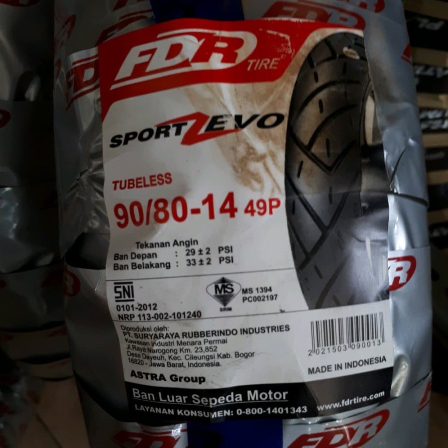 Ban FDR 90/80-14 SPORT ZEVO TUBELESS MATIC