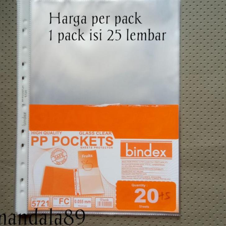 

Limited - PLASTIK PP POCKET FC isi 25 lembar merk Bindex ,.