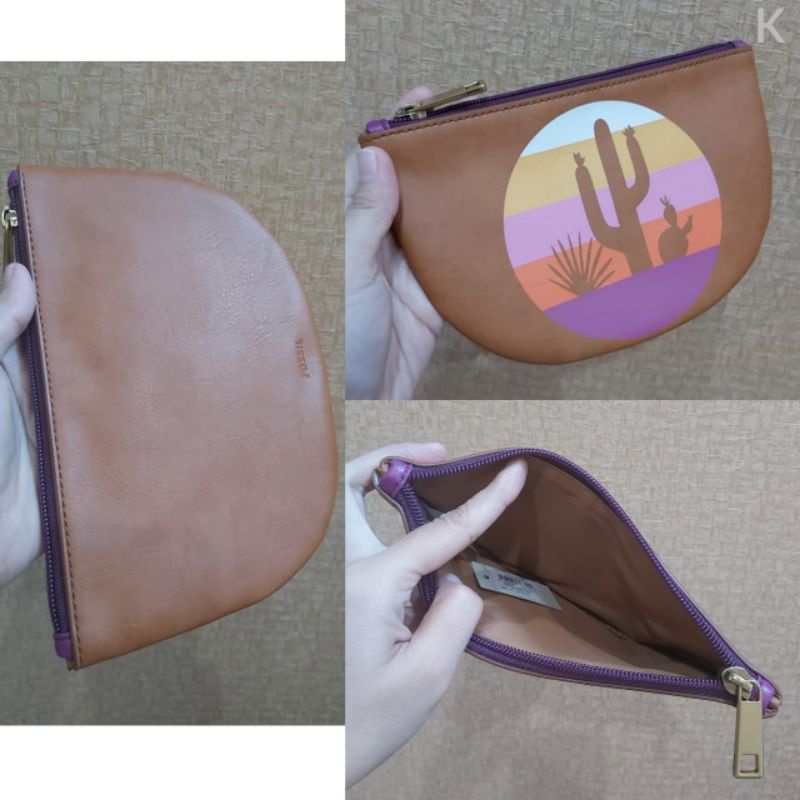Dompet FossilOriginal Sofia Zip Pouch Sahara Sun New Original