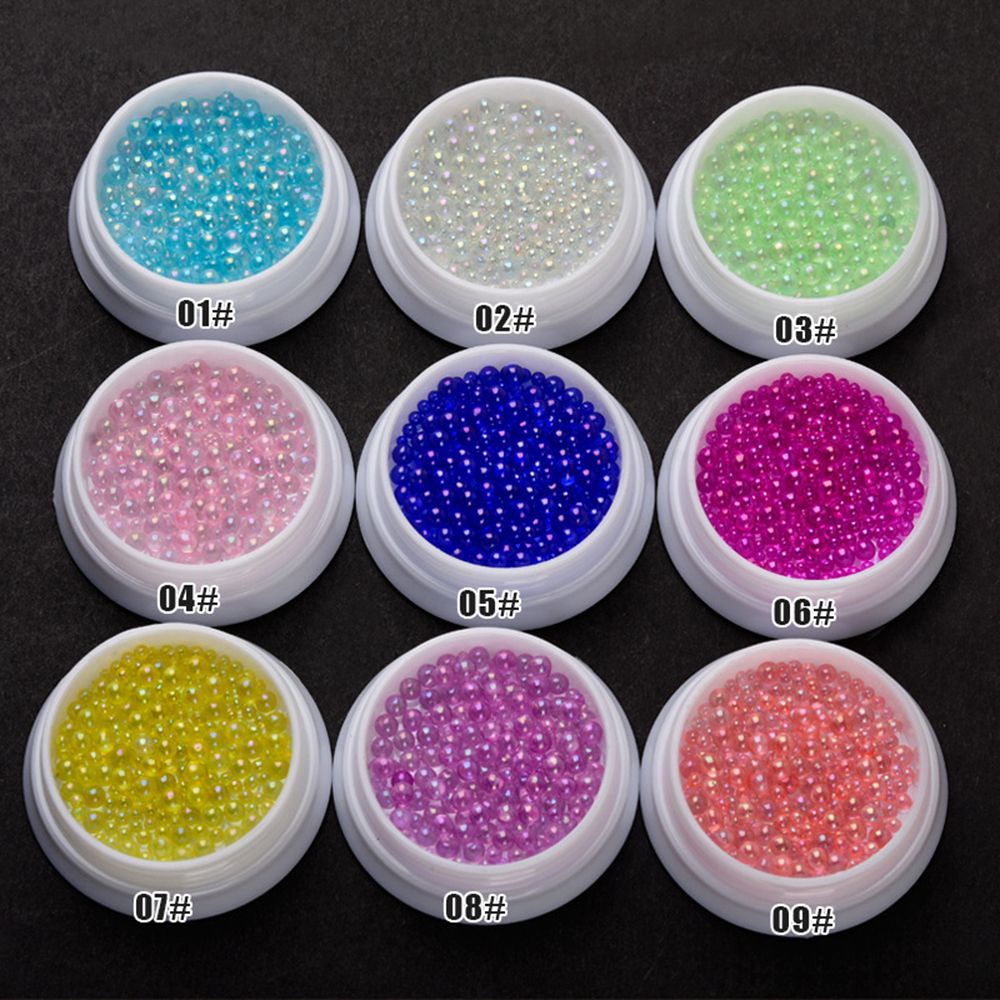 MXBEAUTY Transparent 3D Nail Art Decorations Fashion DIY Nail Jewelry Nail Art Candy Beads Aurora Manicure Tool Bubble Bead Symphony Japanese Mixed Size Round Crystal Stones