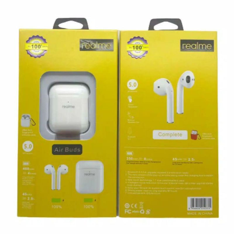 Headset Bluetooth V5.0 Realme Air Buds Tws Earphone Wireless Realme Can Rename S168