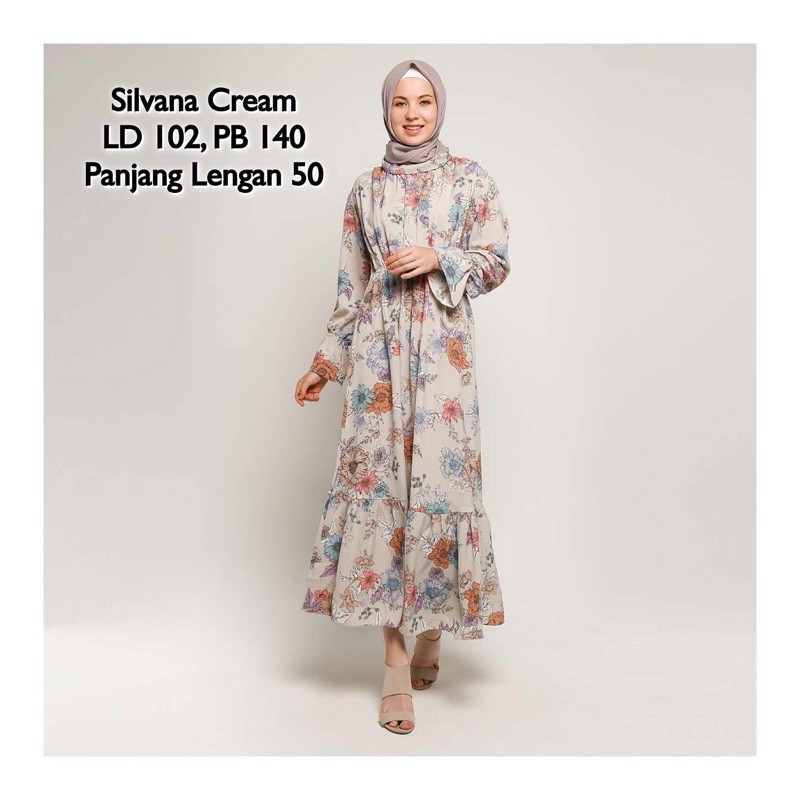 Dress Cream/Krem/Dress Wolfis/Dress Motif bunga/Gamis Motif Bunga/Gamis wolfis/baju muslim wanita