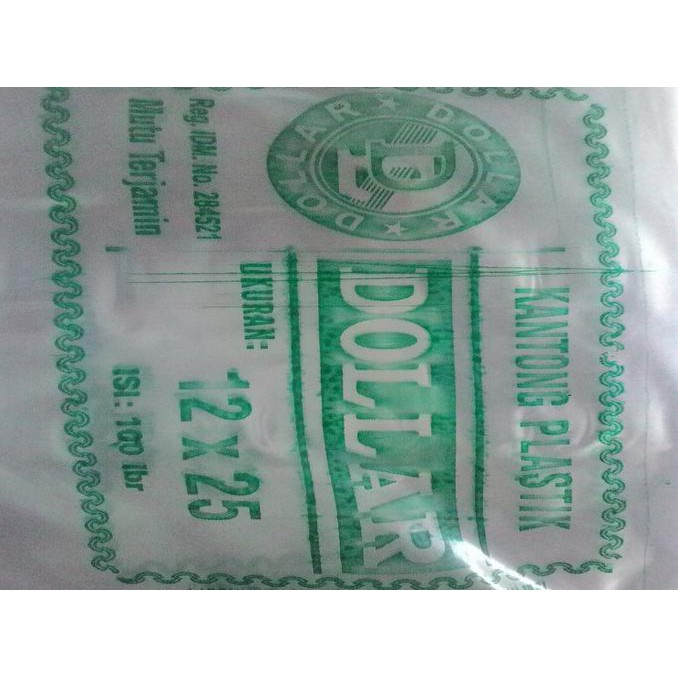 KANTONG PLASTIK BENING UKURAN SEDANG 12X25 / CAP DOLLAR