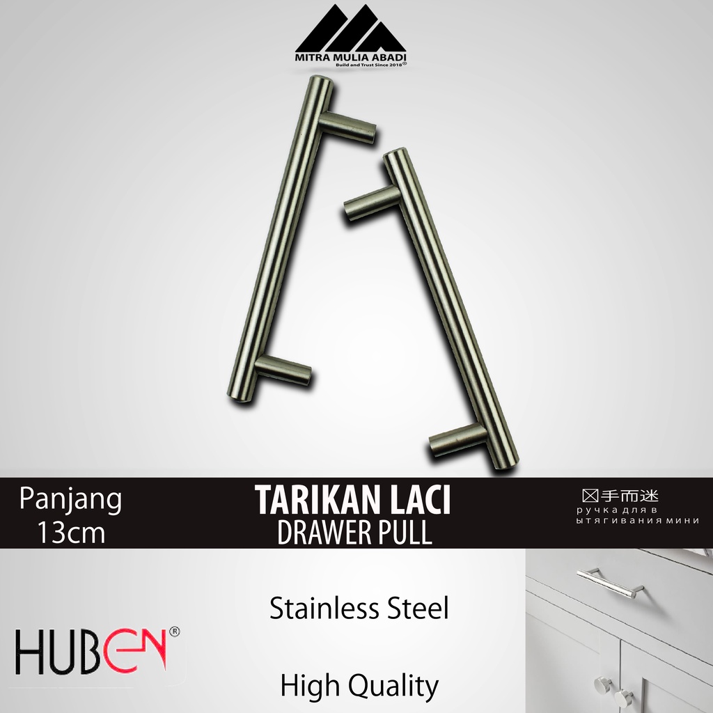 2PCS Tarikan Laci Huben Bulat - 23CM Lemari Kabinet Pipa Stainless Steel