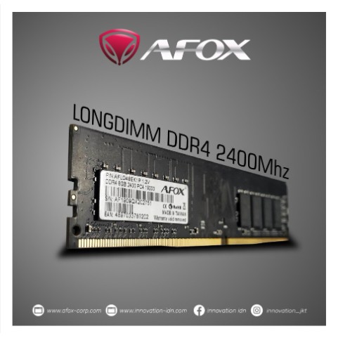 Memory AFOX Longdimm 4GB DDR4 PC19200 2400MHz (LIFETIME)