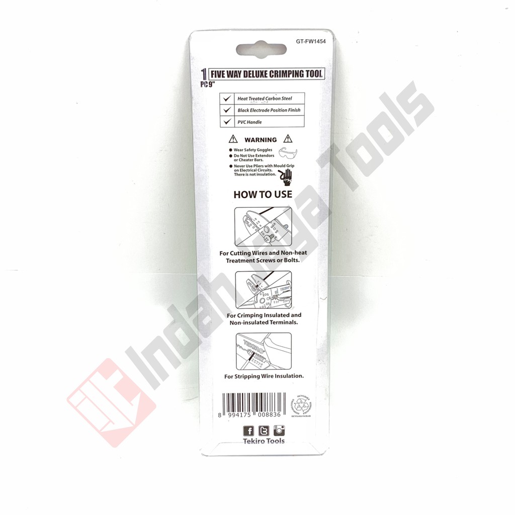 TEKIRO GT-FW1454 Five Way Crimping Tool 9 Inch - Tang Skun Krimping
