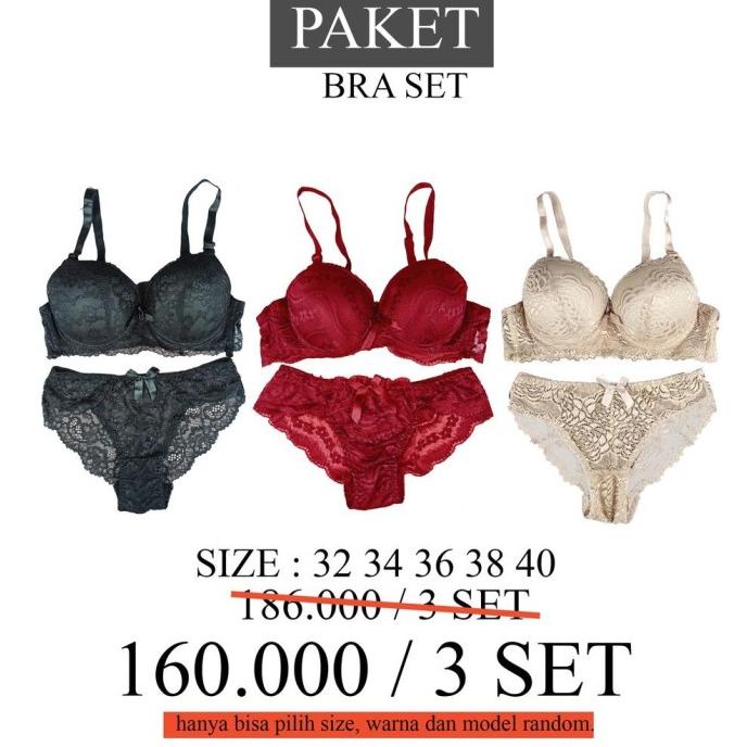 PAKET 3SET BRA SETELAN PREMIUM BRA BEHA PAKAIAN DALAM WANITA SEXY BRA