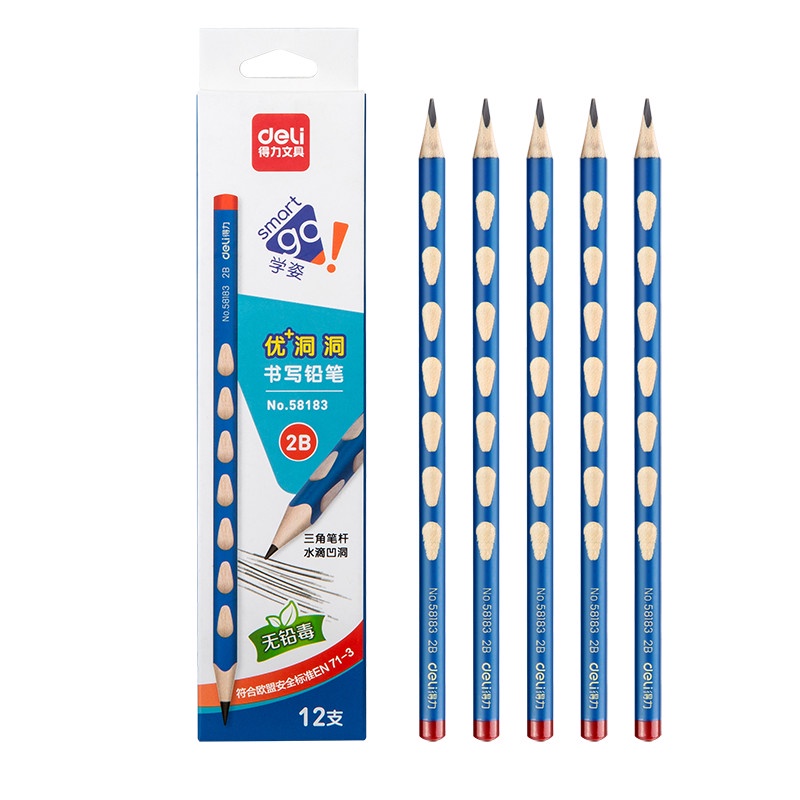 

Pensil Segitiga Deli 2B 58183 Lubang Pengangan Nyaman Graphite 12 pcs