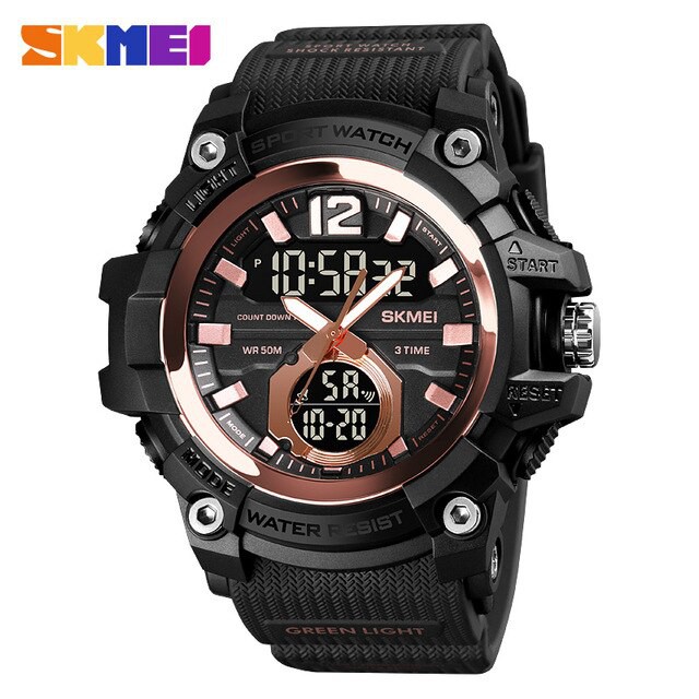 Jam Tangan Pria SKMEI 1725 Analog Digital Led Rubber Original Garansi