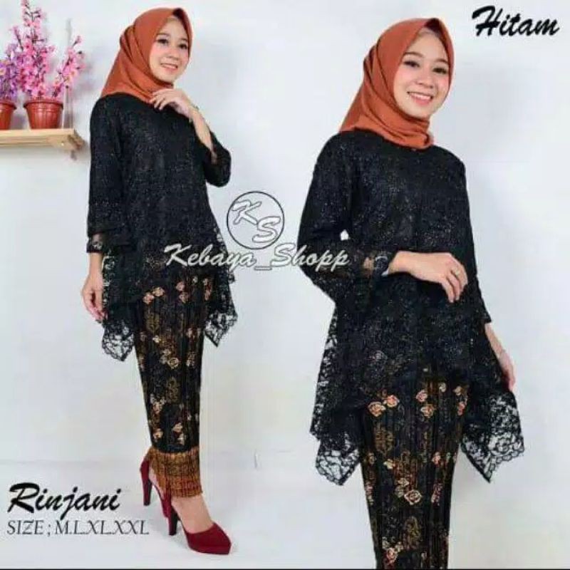 IndahKebaya | SET KEBAYA BROKAT MUSLIMAH / KEBAYA AKAD / WISUDA / HITAM / PUTIH / MOCCA / HIJAU