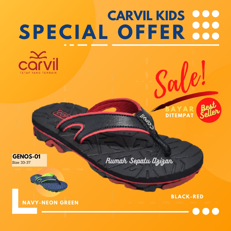 Carvil Genos-01 TP | Sandal Casual Anak Laki-Laki Model Jepit | Carvil ORIGINAL