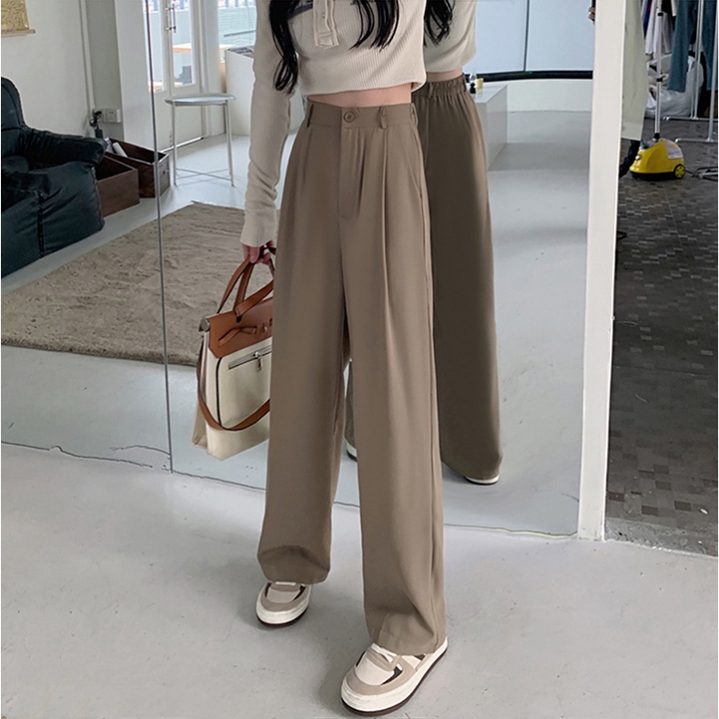 XIAOZHAINV Celana Wanita Korean Style High Waist Loose Pants 0035