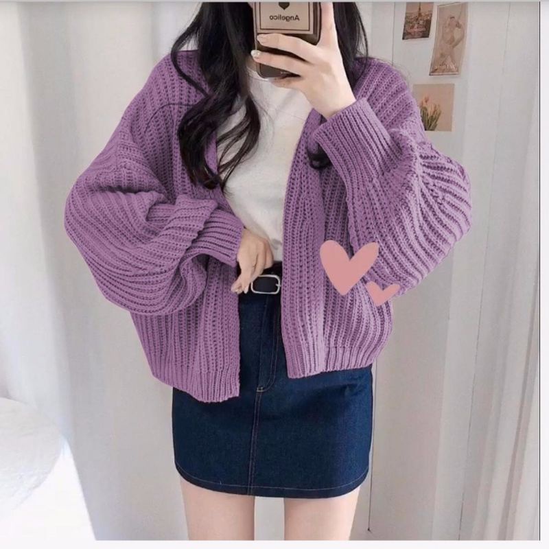 CARDI RAJUT HAZEL LOLLY // CARDIGAN RAJUT OVERSIZE-LYLAC