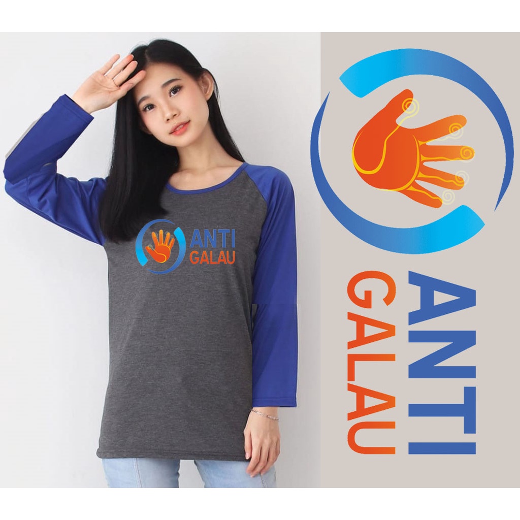 Kaos Raglan Abu Tua Lengan Panjang Gambar Anti Galau