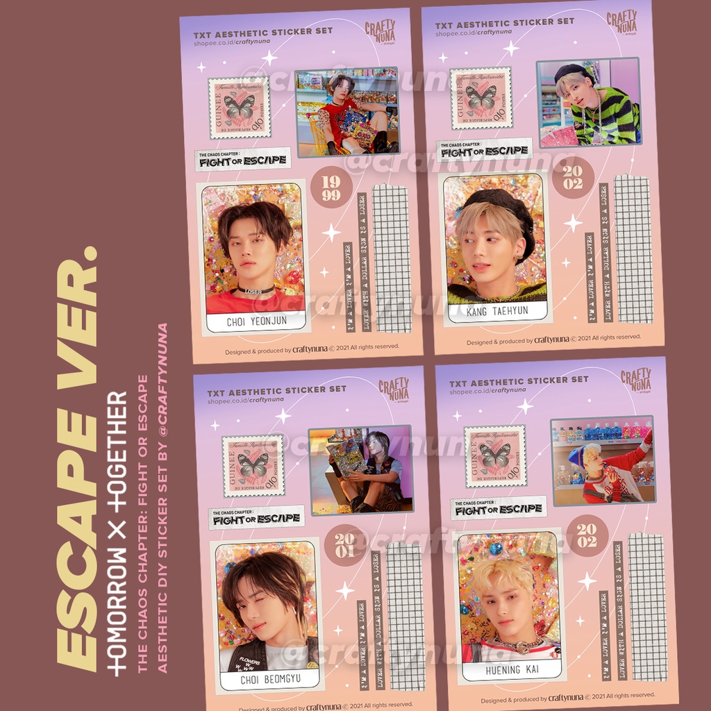 (TX-003) TXT The Chaos Chapter: Fight or Escape aesthetic sticker set DIY stiker case hp kpop estetik yeonjun