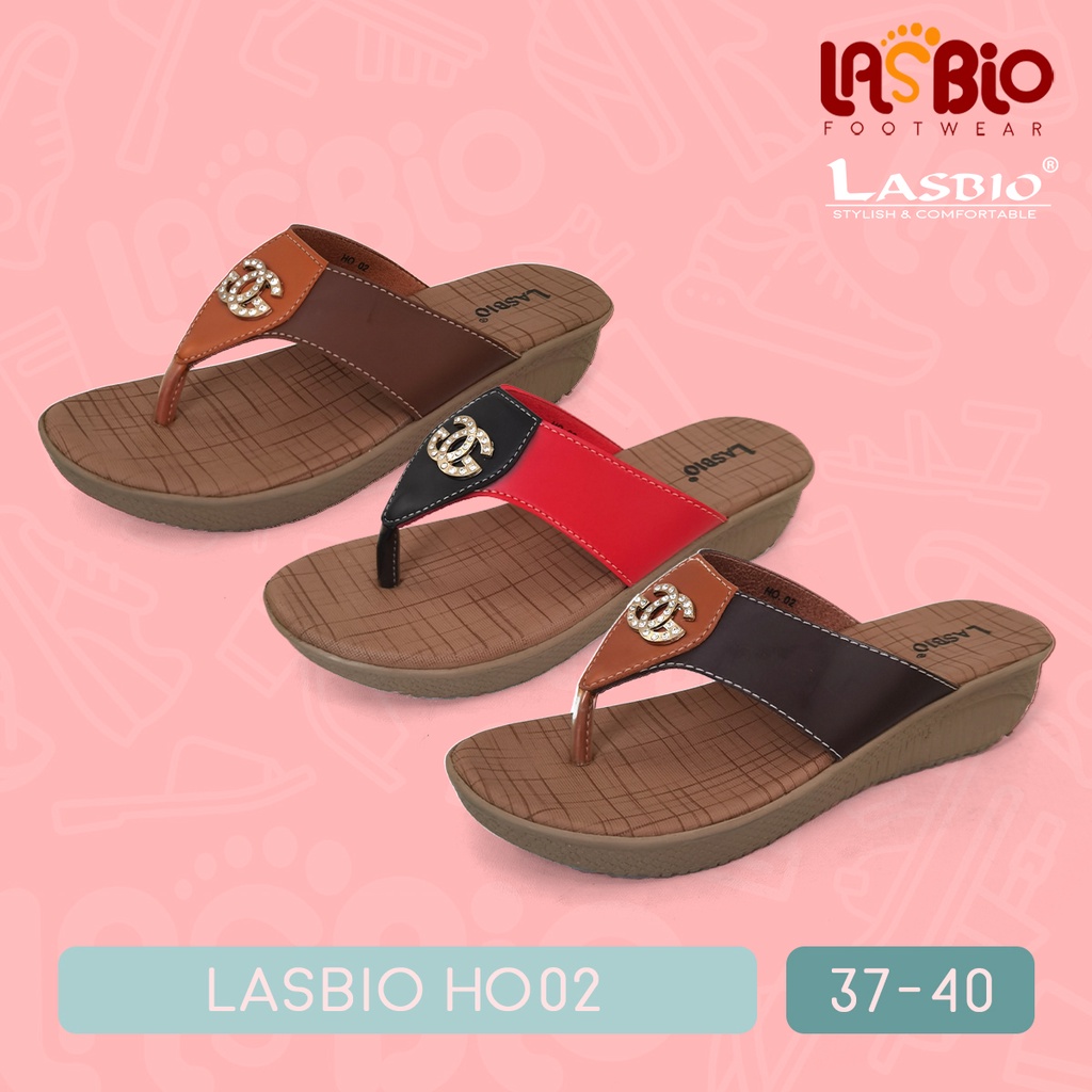 Sandal Jepit Wedges Rendah Kasual Wanita Lasbio HO02