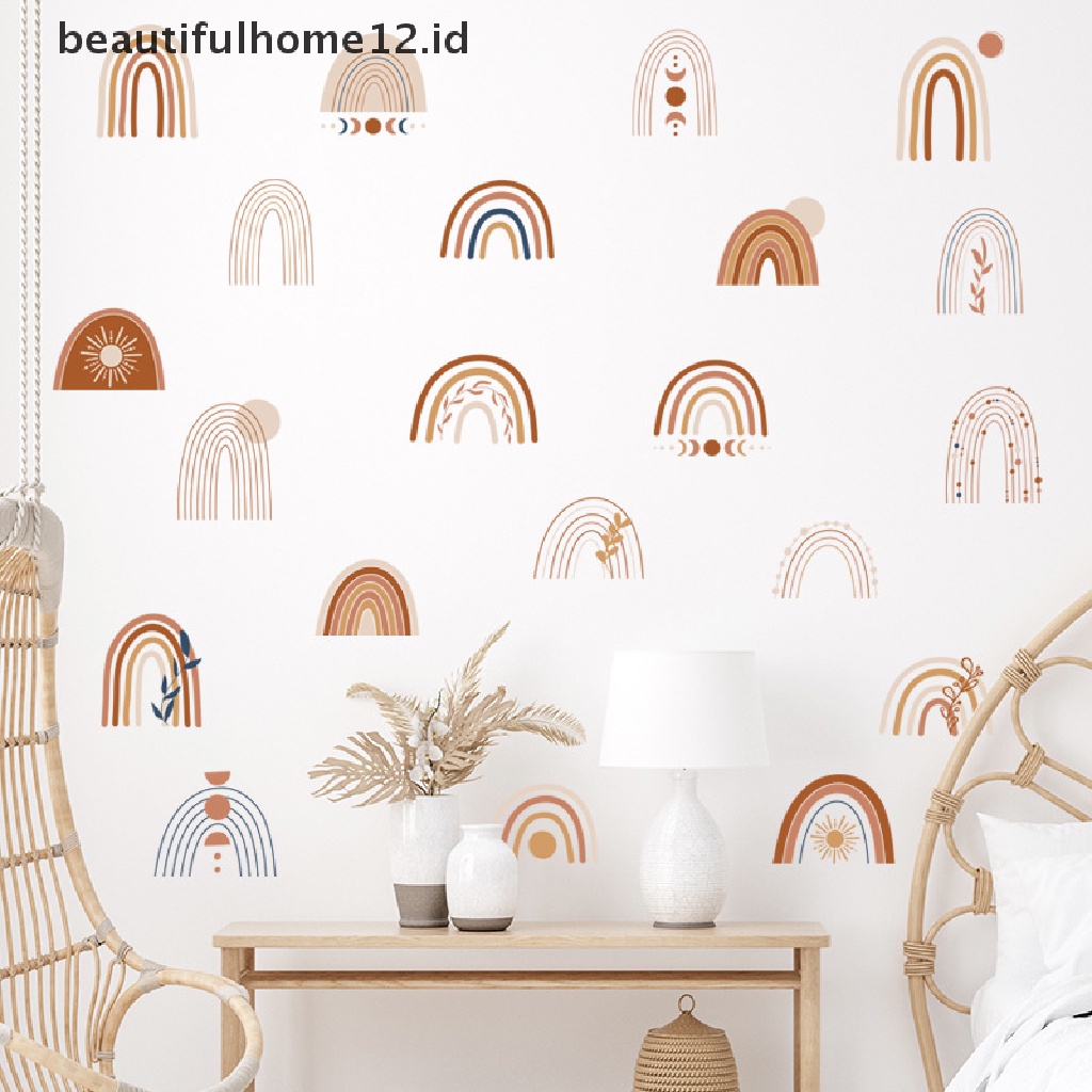 【beautifulhome12.id】 Rainbow Wall Stickers For Kids Rooms Nordic Bohemia Style Decorative Sticker .